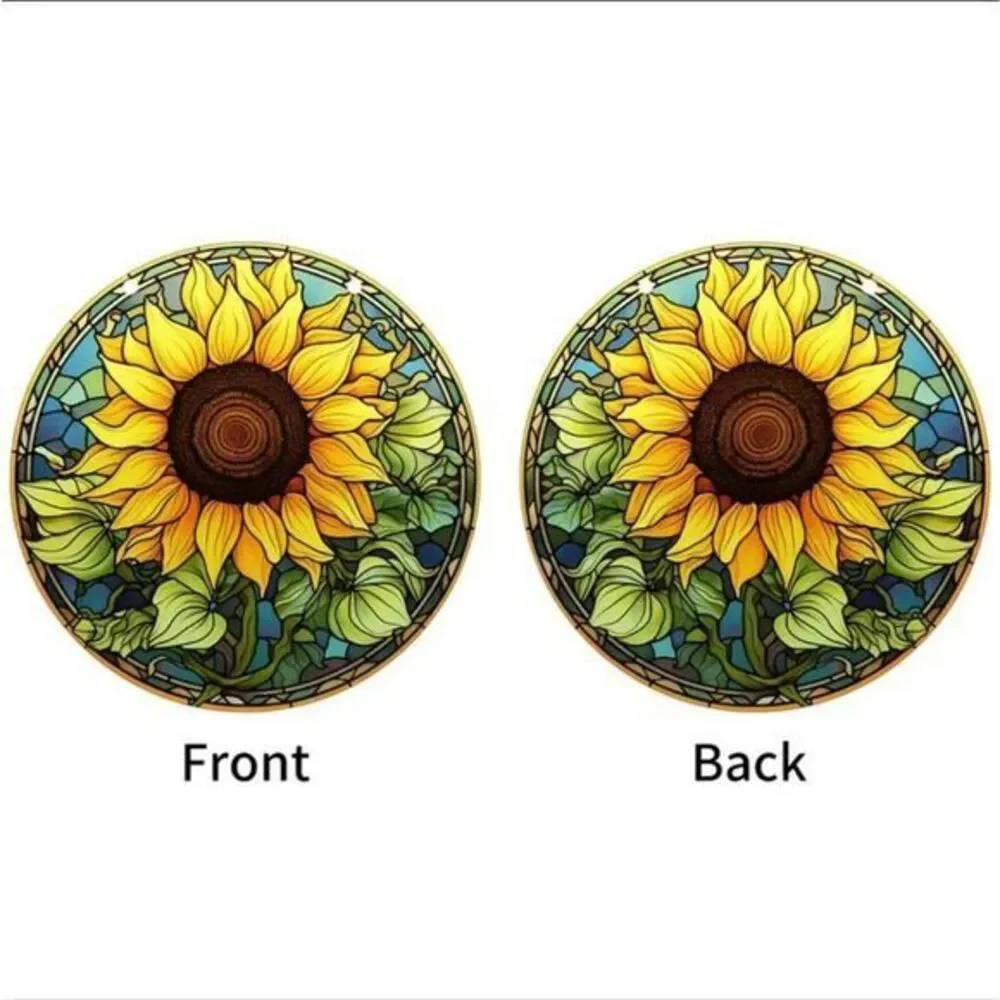 Sunflower Window Hanging, Suncatcher With Metal Chain 5.9‎ ×5.9 Inches